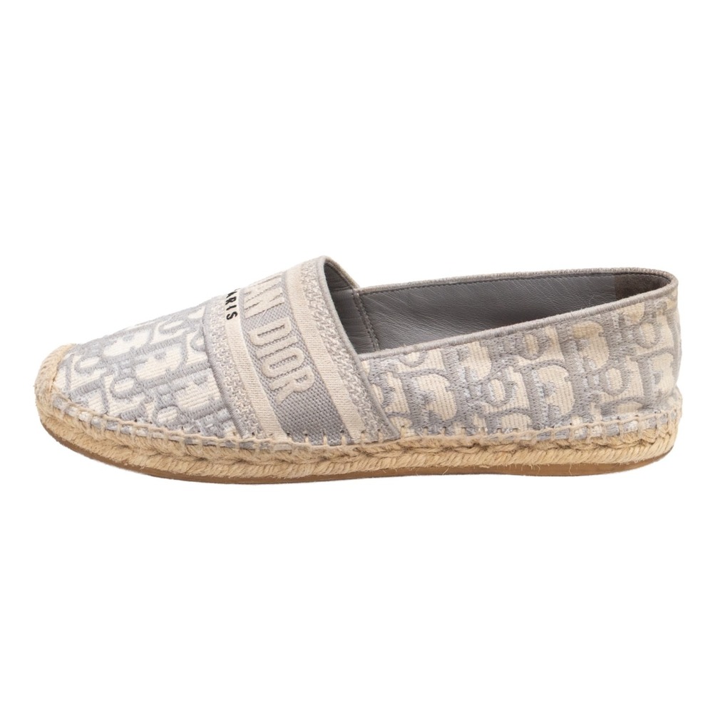 Christian Dior Granville Oblique Espadrilles Gray Canvas Flats EU 38.5 US 8 - Picture 2 of 16